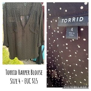 Torrid Black and White Polka Dot Blouse